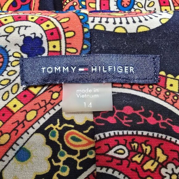 Tommy Hilfiger Paisley Half Sleeve Jersey Knit Mini Shift Dress Sz 14 - Picture 7 of 9